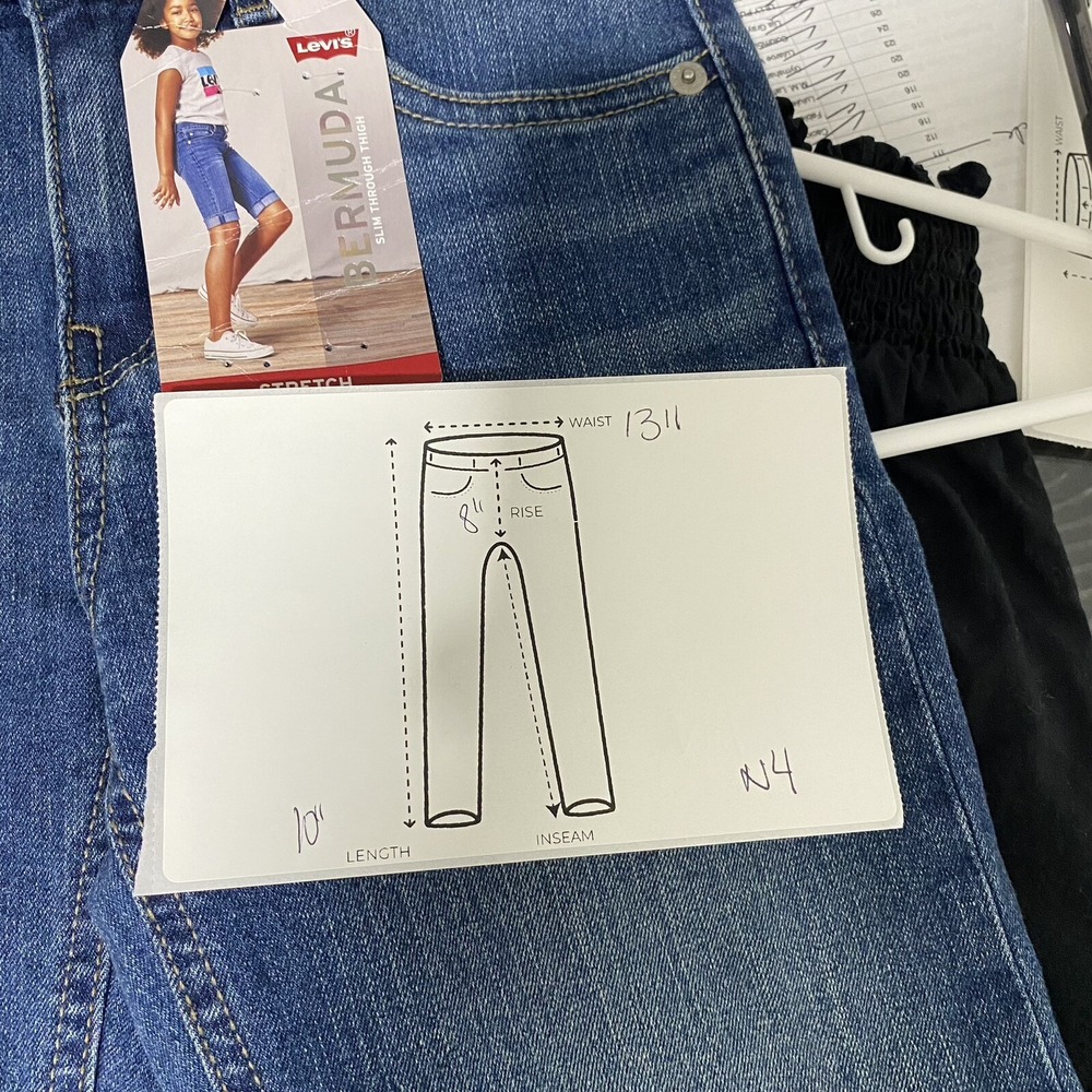 Levis Girls Bermuda Shorts Medium Blue Stretch Denim Adjustable Waist 12 REG - Picture 4 of 8